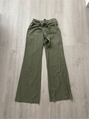 Miss Sixty Olive Green Wide-Leg Tie-Waist Pants 100% cotton made in Italy Size M